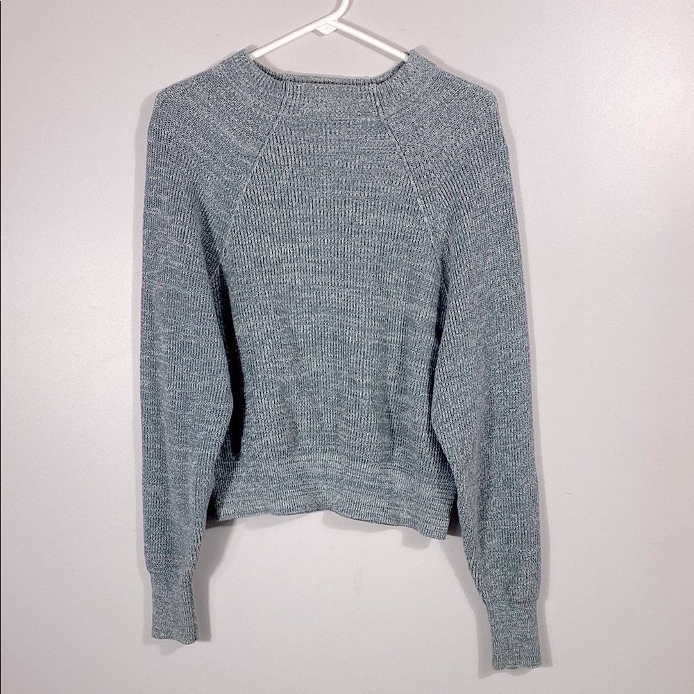 Free People Heathered Light Blue Crewneck Sweater